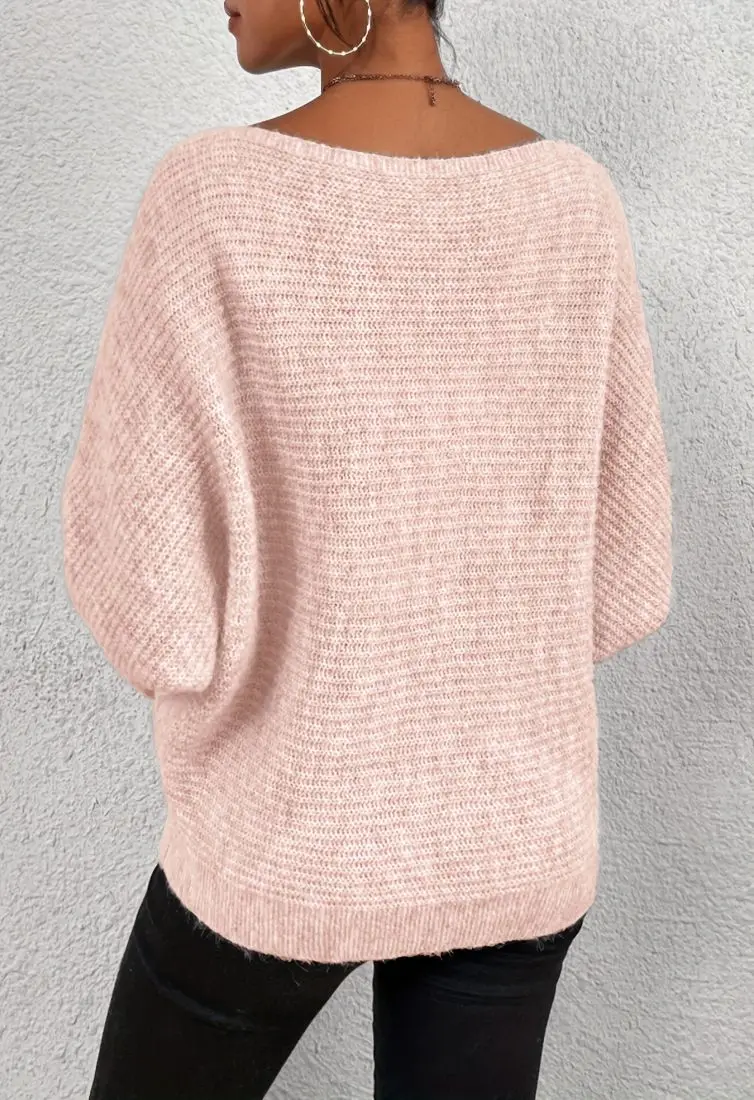 Fashion Autumn Winter Women Sweatershirt Loose Long Sleeve Solid Color Pullover Knit Sweater Lady tops