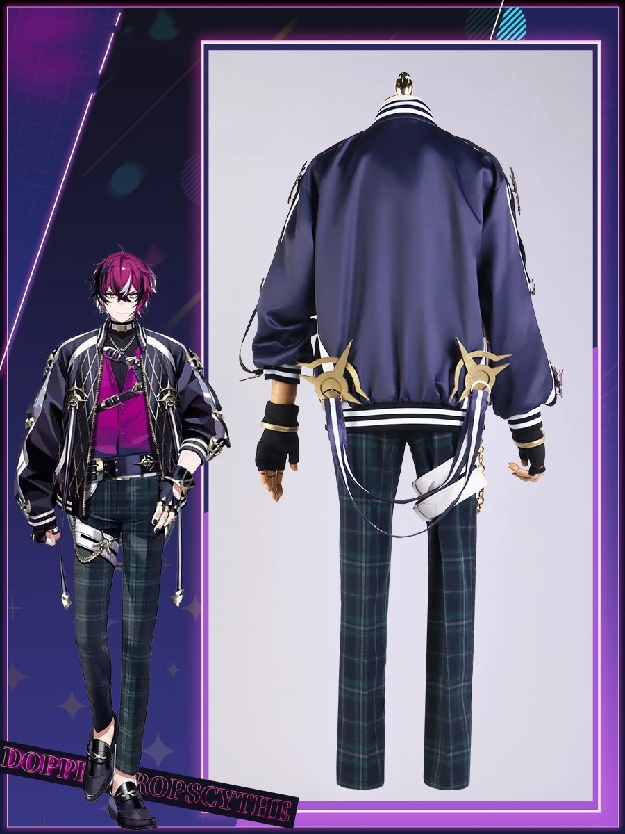 COS-HoHo Anime Vtuber Nijisanji XSOLEIL Doppio Dropscythe Game Suit Handsome Uniform Cosplay Costume Halloween Party Outfit