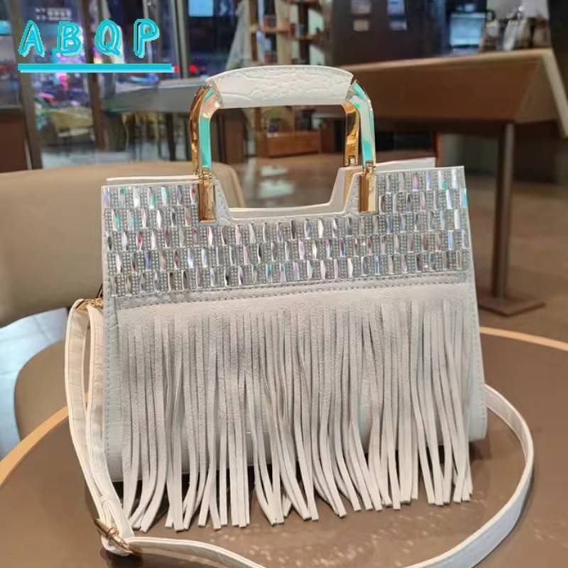 

New Women's Shoulder Bag Luxury Brand Leather Fringed Women's Handbag Large Capacity Banquet Shiny Women's Bag High Quality