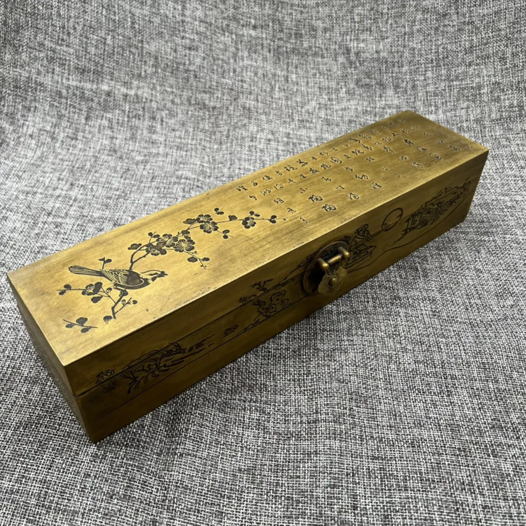 

Pure copper jewelry box, storage box, rectangular copper vintage magpie climbing plum blossom