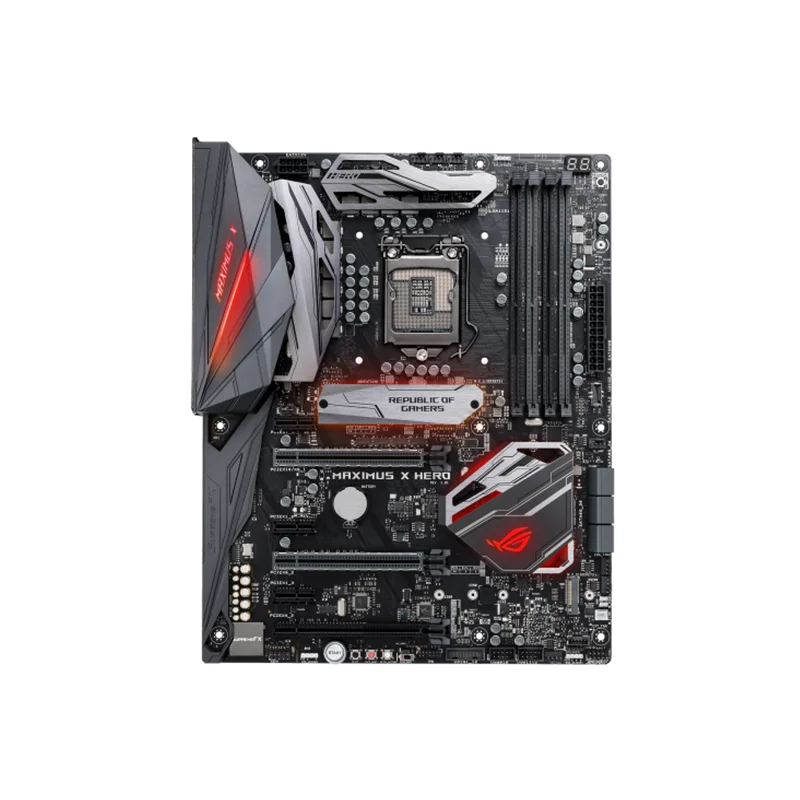 لوحة أم للألعاب ASUS ROG Maximus X Hero LGA1151 (Intel 8th Gen) DDR4 DP HDMI M.2 Z370 ATX مع لوحة 802.11ac WiFi وGigabit