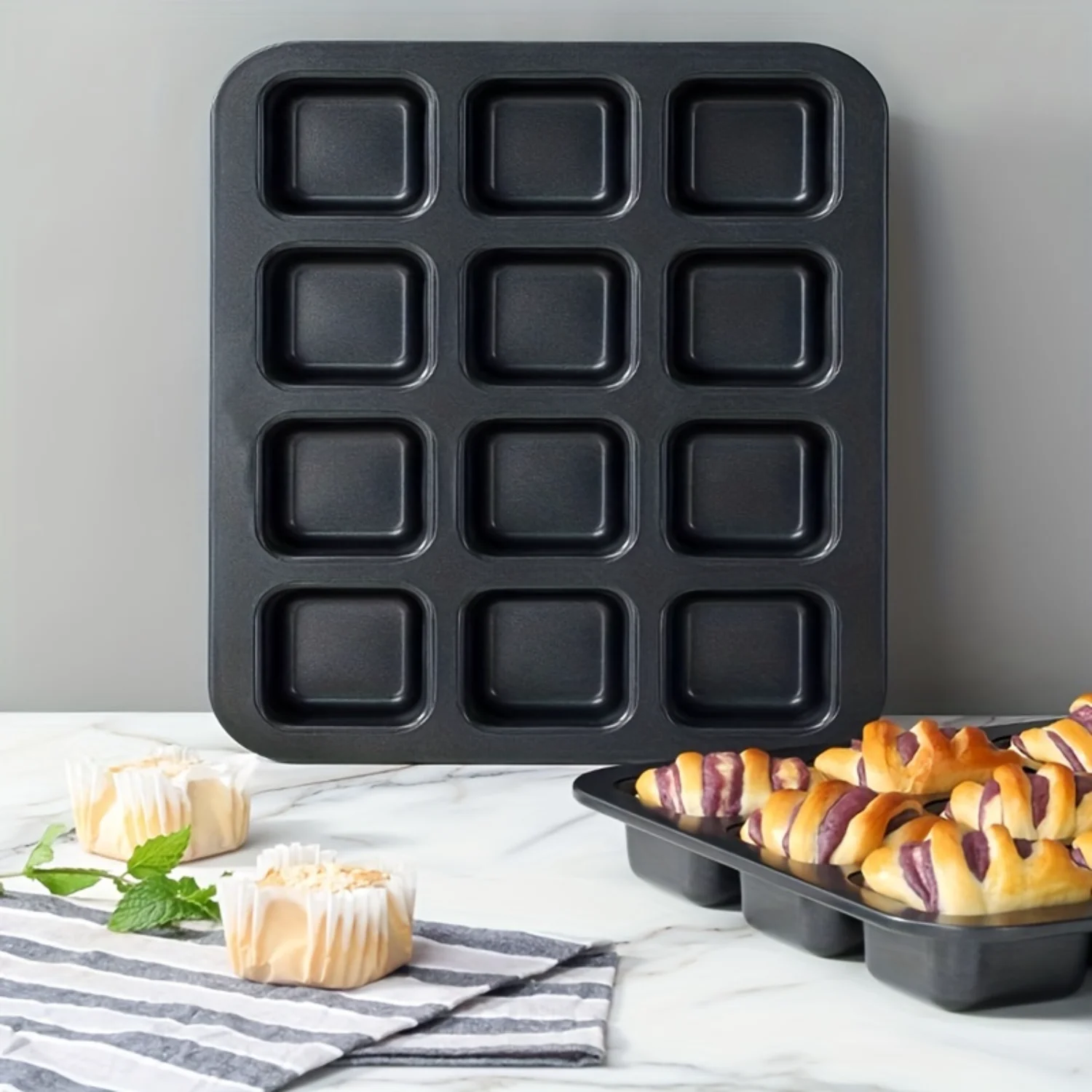 Non-Stick Square Mini Bread and Cake Mold - 6/12 Cavities for Even Baking