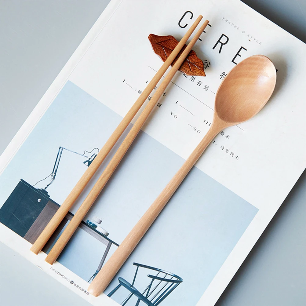 

1 set Natural Wood Chopsticks Spoon Set Eco-Friendly Lightweight Portable Tableware for Travel Camping Outdoor Home Restaurant