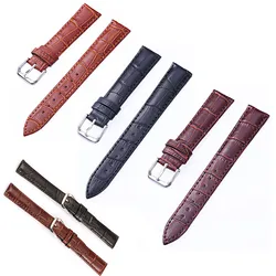 Crocodile Genuine Leather Watch Band 12mm 14mm 16mm 18mm 19 20mm 21mm 22mm 24mm Silver Buckle Cowhide Watch Strap with Pins