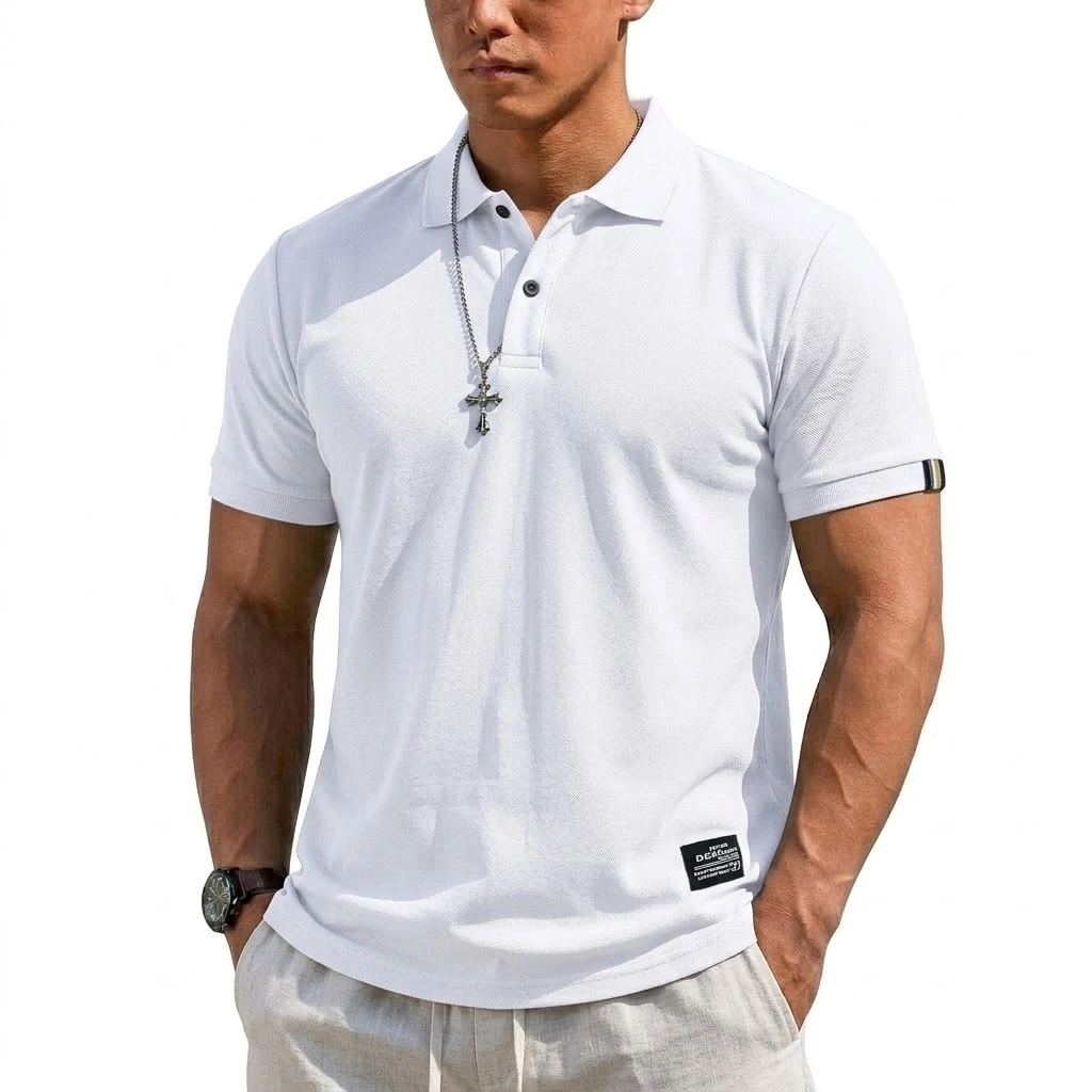 Summer Men's T-shirts Short Sleeve Loose Polo Shirts Casual Hikking Shirt Lightweight T Shirt for Work Athletic Clothes of Man