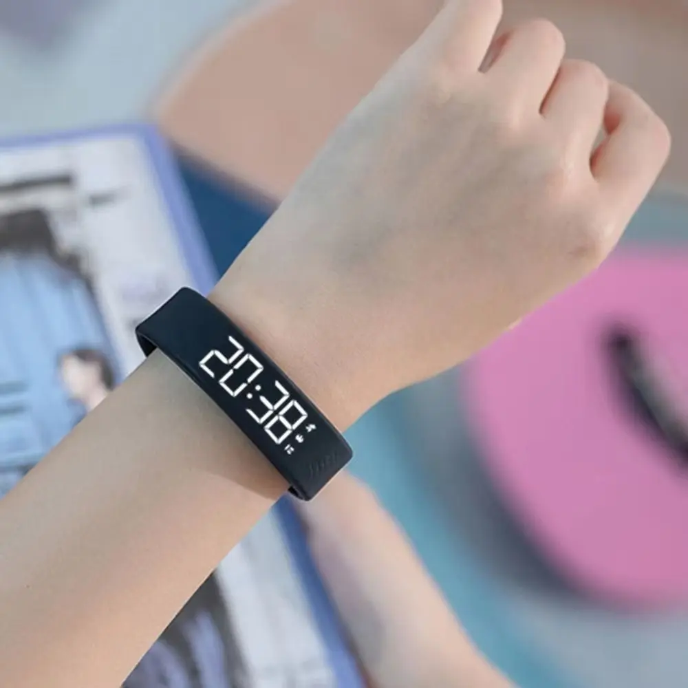 

Waterproof Vibrating Alarm Wristband Adjustable Band LED Digital Display Silent Wrist Shock Bands Pedometer Function