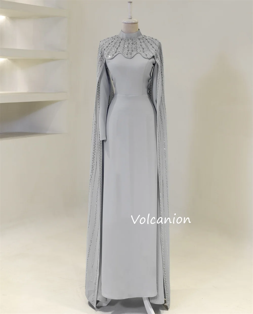 Customized Jersey Sequined High Collar A-line Long Dresses Bespoke Occasion Classic Exquisite Sizes Available Prom