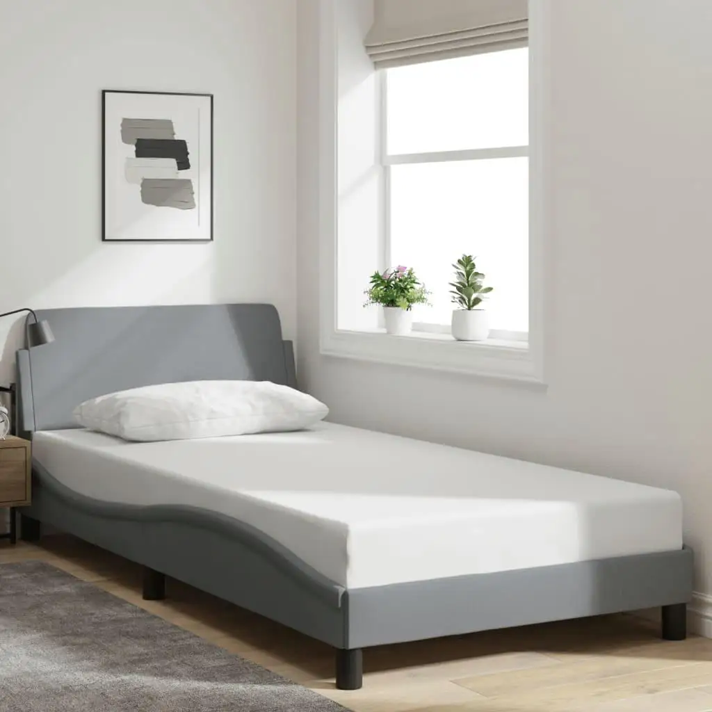 Light Gray Fabric Bed Frame 39.4x79.9 - Mattress Not Included, Stylish  Durable Design