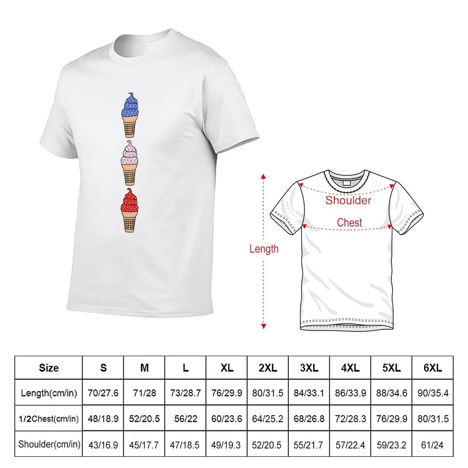 Red, White, and Blue Ice Cream Cones, with Star Sprinkles T-Shirt plain blanks oversized fruit of the loom mens t shirts