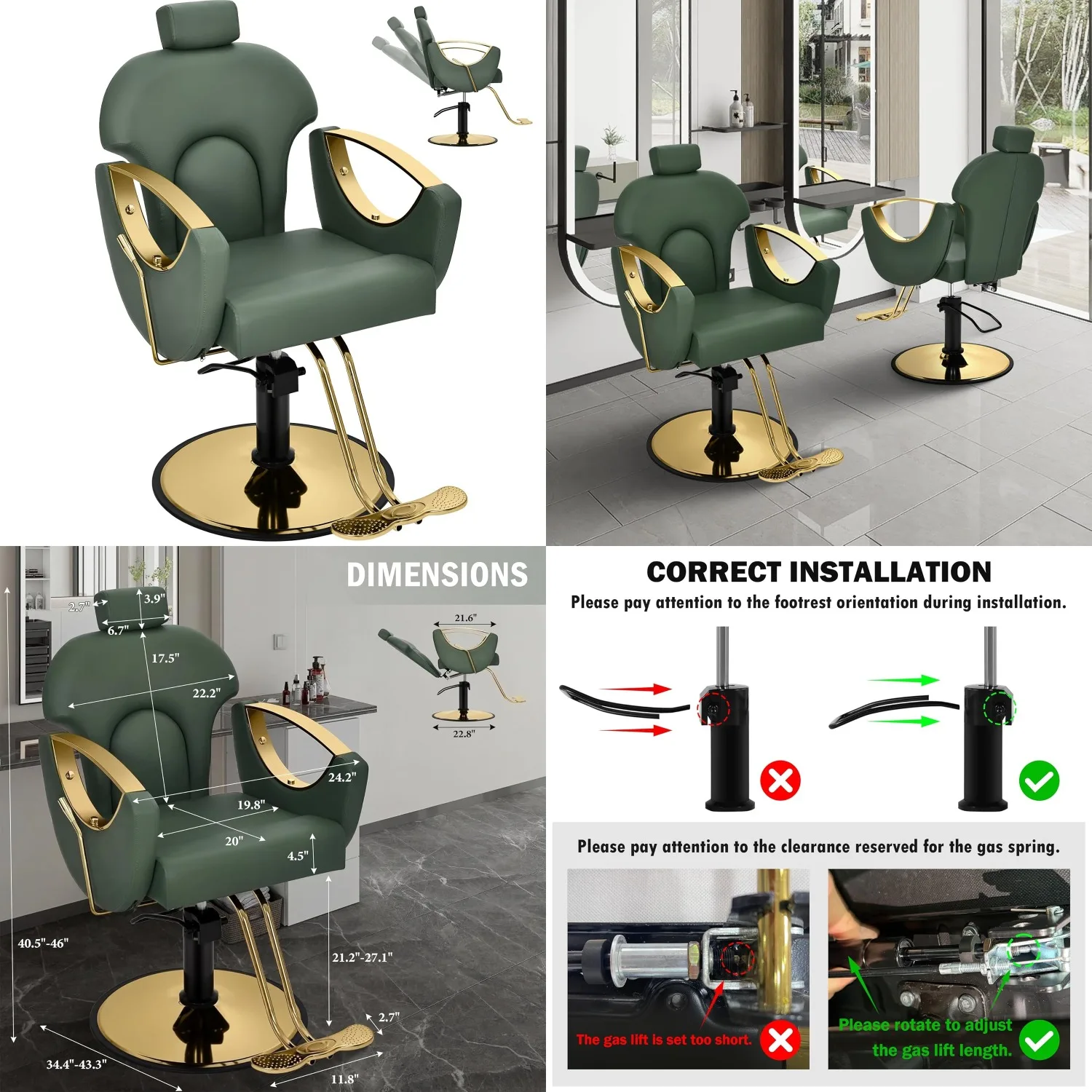 

360 ° Парикмахерское кресло с регулировкой высоты, гидравлическое, для салона и дома, на заказ