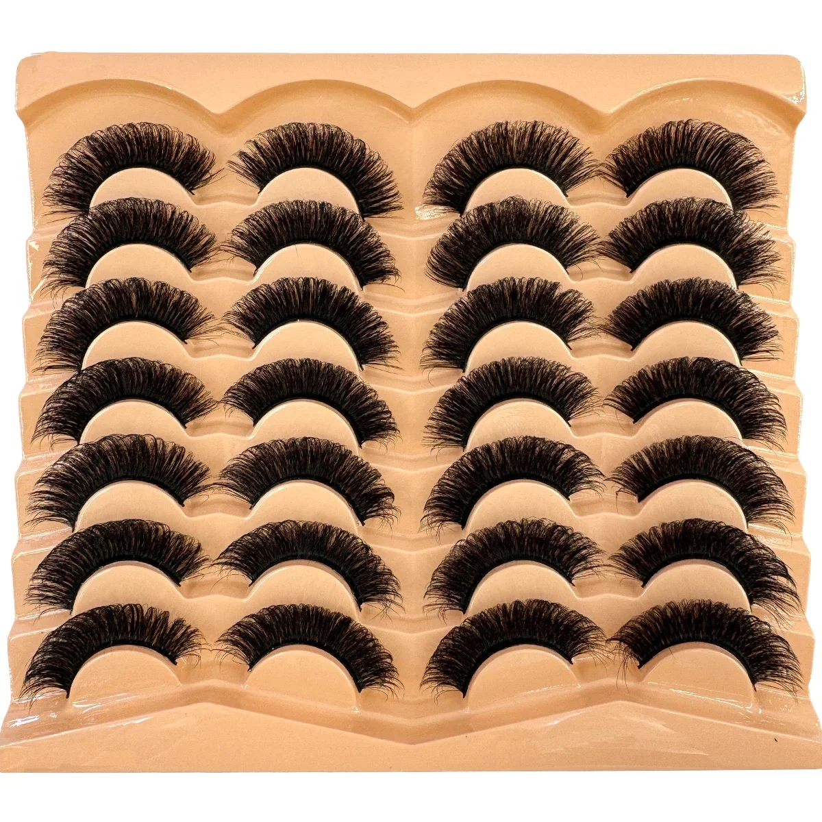 HBZGTLAD Neu 14 Paar Kunstnerz-Wimpern Flauschige Falsche Wimpern Dichtes Volumen Dramatische Katzenaugen-Wimpern Lange Streifen-Wimpern Set