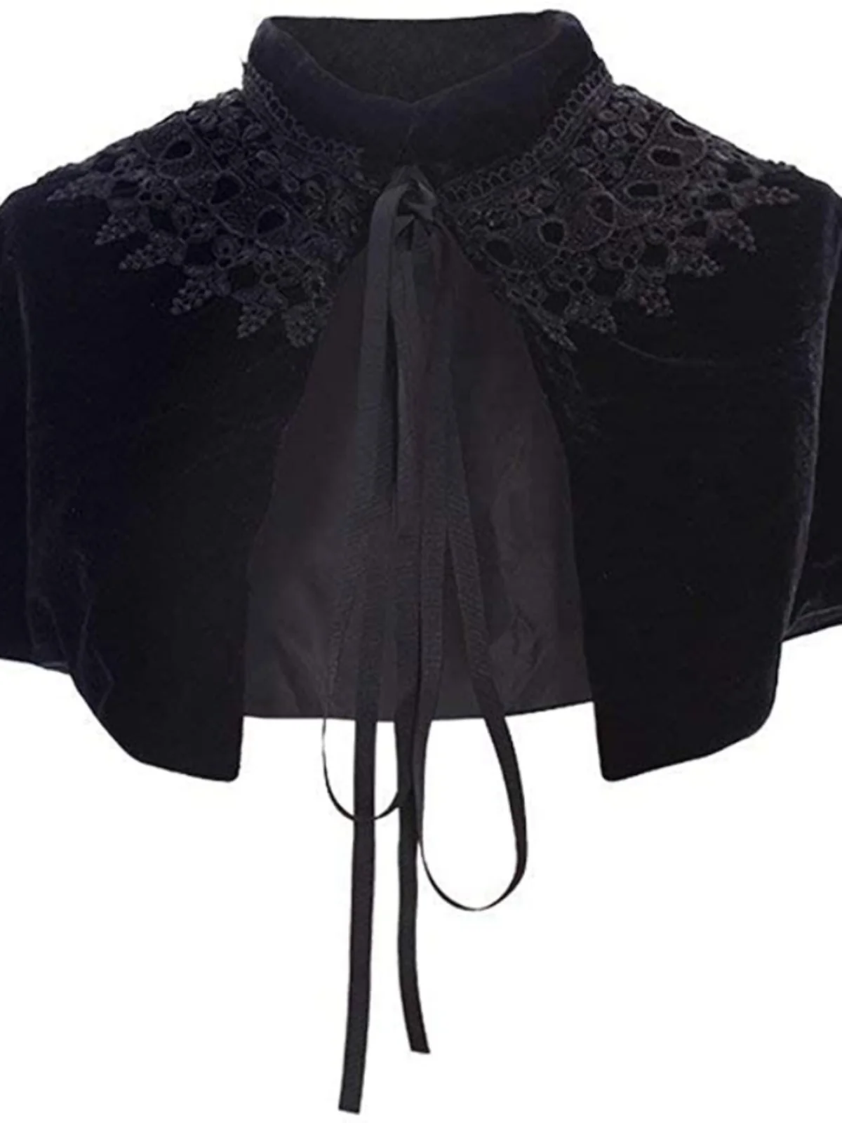 Fashionable Short Velvet Lace Shawl Evening Gown Strap Dress Accessory Lolita Style Ladies Simple Versatile Elegant