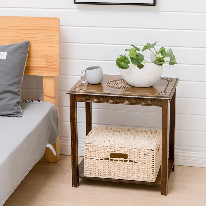 Sofa Side Table with Storage, Small End Table for Living Room, Narrow Couch Companion Stand for Cup Phone, Modern Rustic