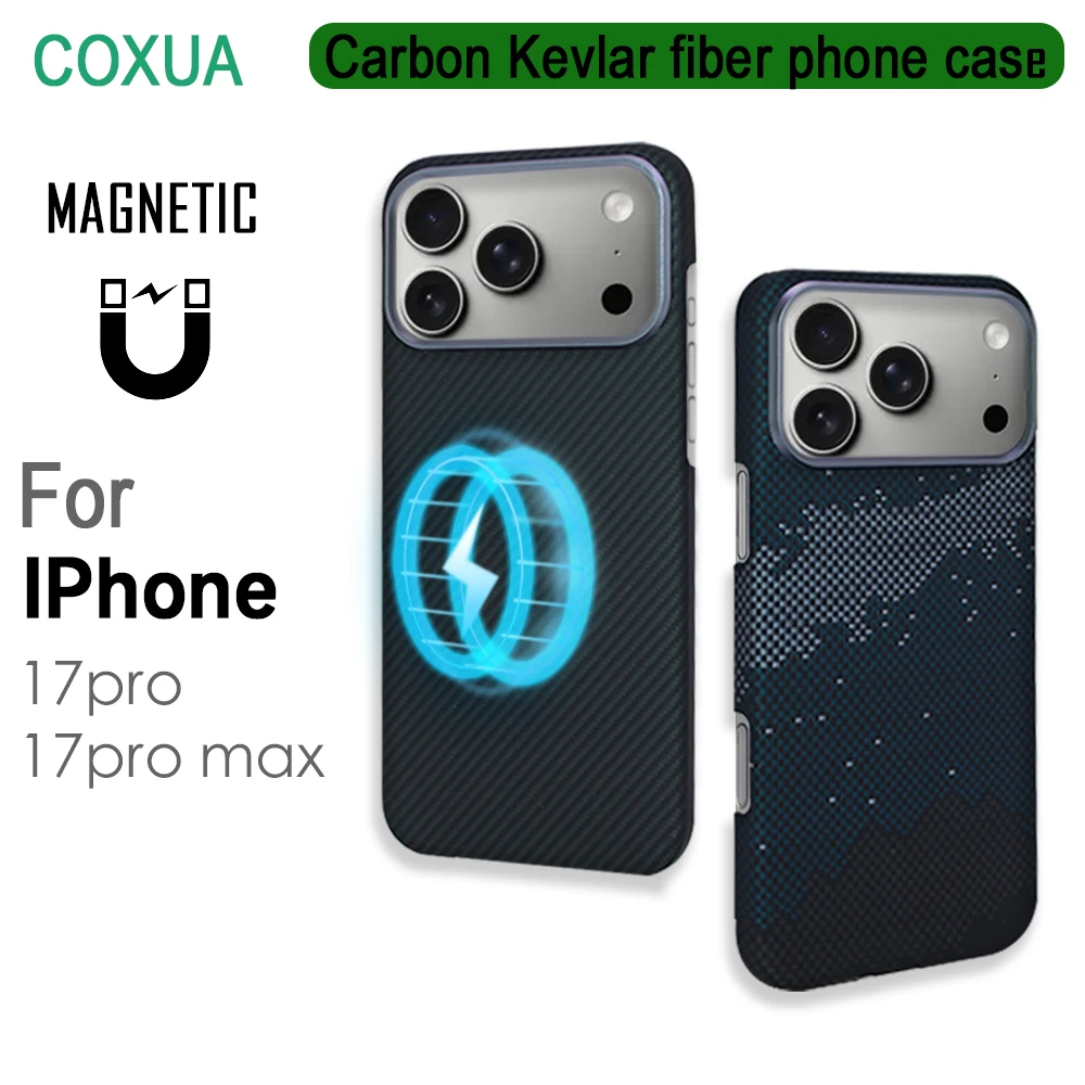 

100% Kevlar Aramid Carbon Fiber Case for iPhone 17 Pro Max 17Pro/17 Magsafe Luxury Cover Magnetic Ultra-Thin Phone Back Case