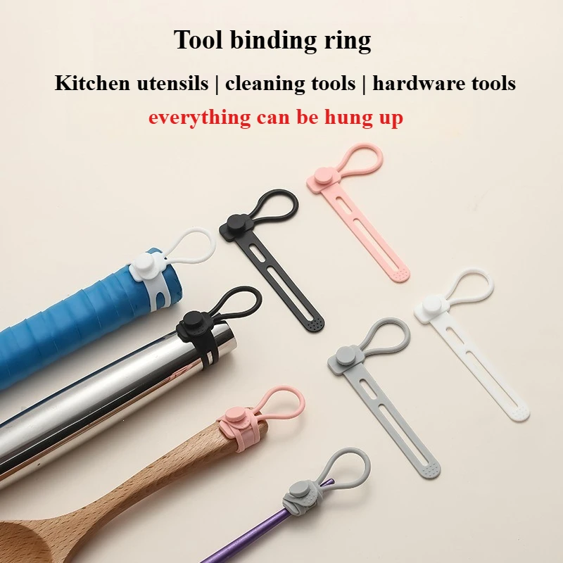Multifunctional Silicone Hanging Loop Hook, Bundling Strap, Storage Organizer for Kitchen Utensils And Household Cleaning Tools