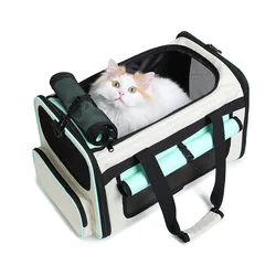 고양이 운반 케이스 애완견 여행 캐리어 부드러운 양면 고양이 가방 항공사 승인 접이식 고양이 캐리어 개 및 고양이용 개 캐리어