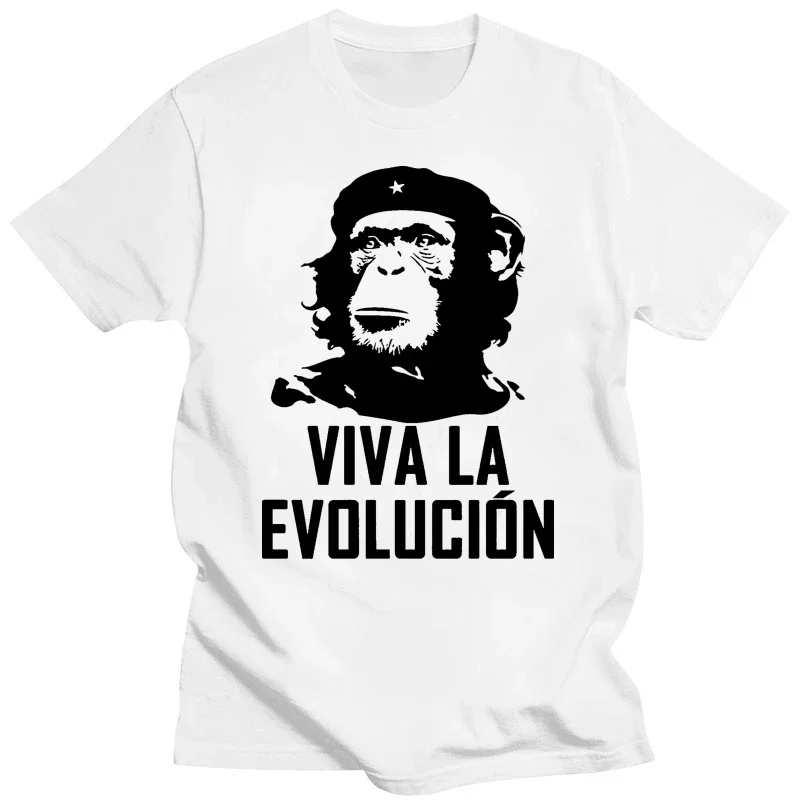 cotton Viva La Evolucion Evolution Che Guevara Funny Monkey Hat Military T-shirt Hot sale graphic t shirts men clothing 2024