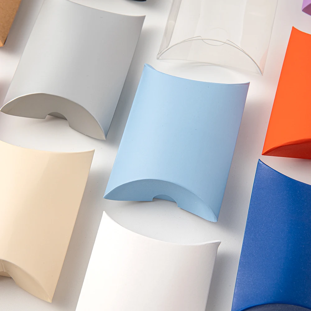 10 قطعة وسادة ورق كرافت صغيرة صندوق حلوى صندوق هدايا قابل للطي للمخبز والشوكولاتة عرض المجوهرات التعبئة والتغليف لوازم الأعمال الصغيرة