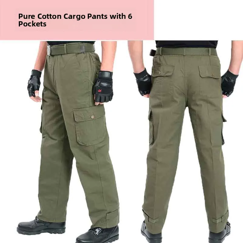 メンズルーズフィット純綿作業ズボン秋冬ロングパンツ溶接保護服抗熱修理用