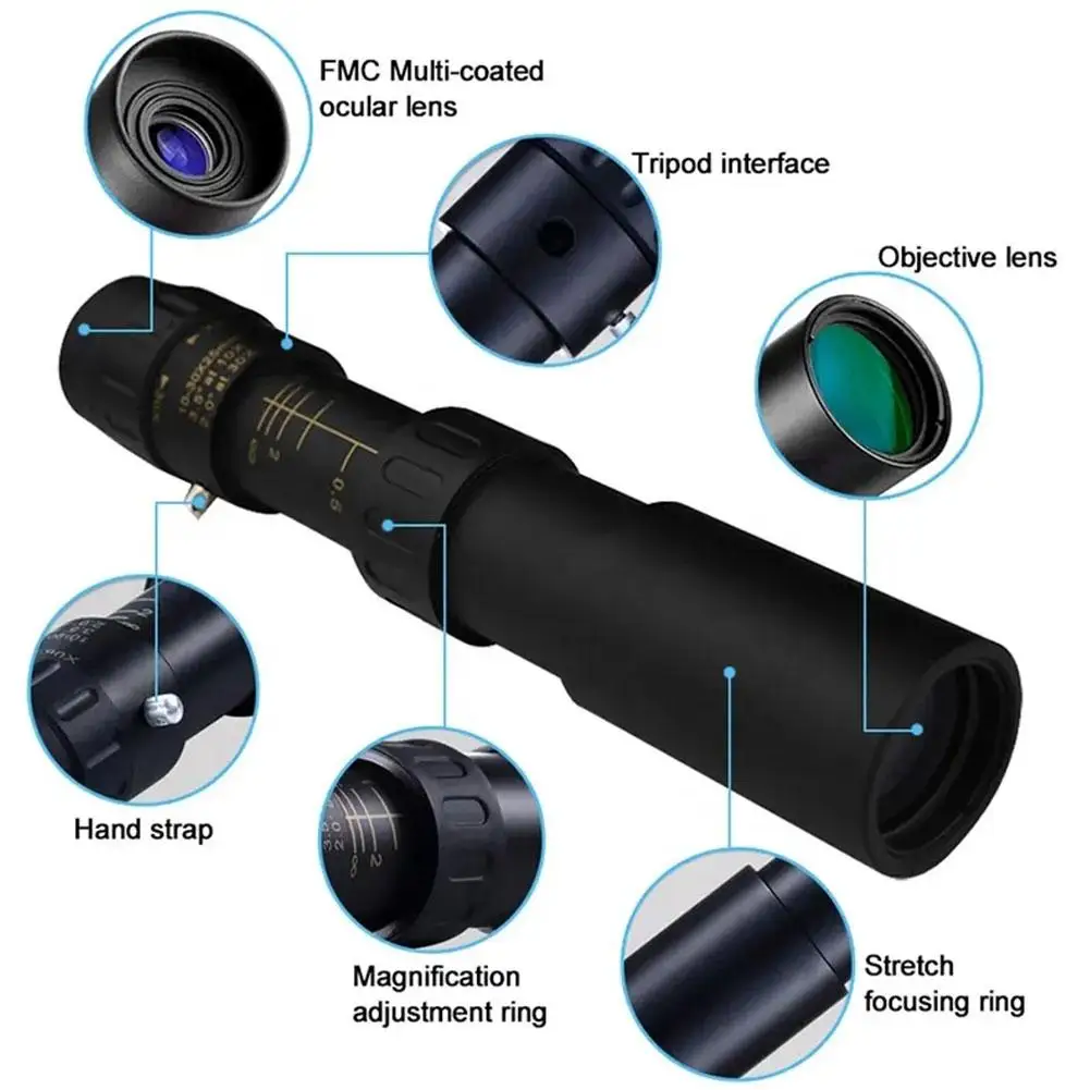 Poderoso Militar Metal HD Binóculos, Telescópio Bak4, Qualidade De Longo Alcance, Monocular Profissional para Caça, Zoom 10-300X