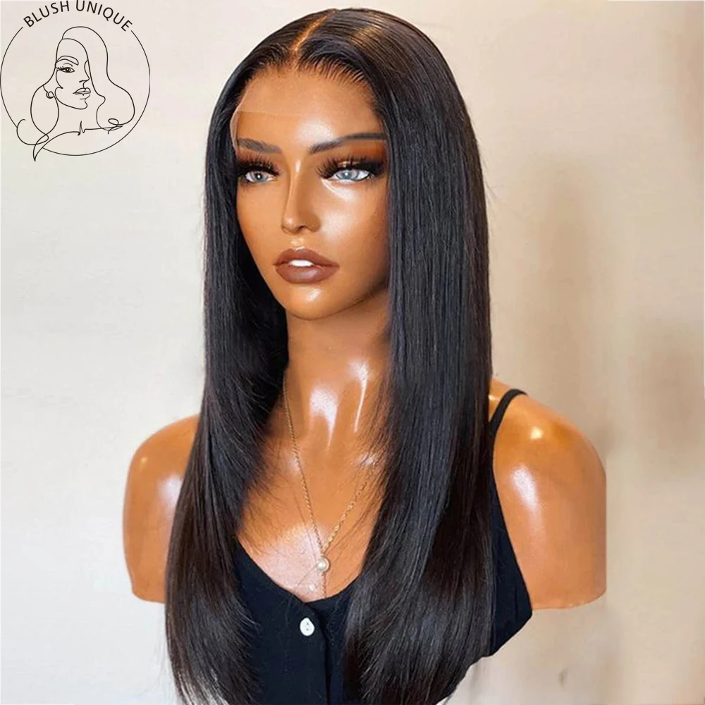 

Layered Cut Straight Lace Front Wigs Pre Plucked Natural Hairline Long Straight Lace Wigs for Black Women 30 Inch Synthetic Hair