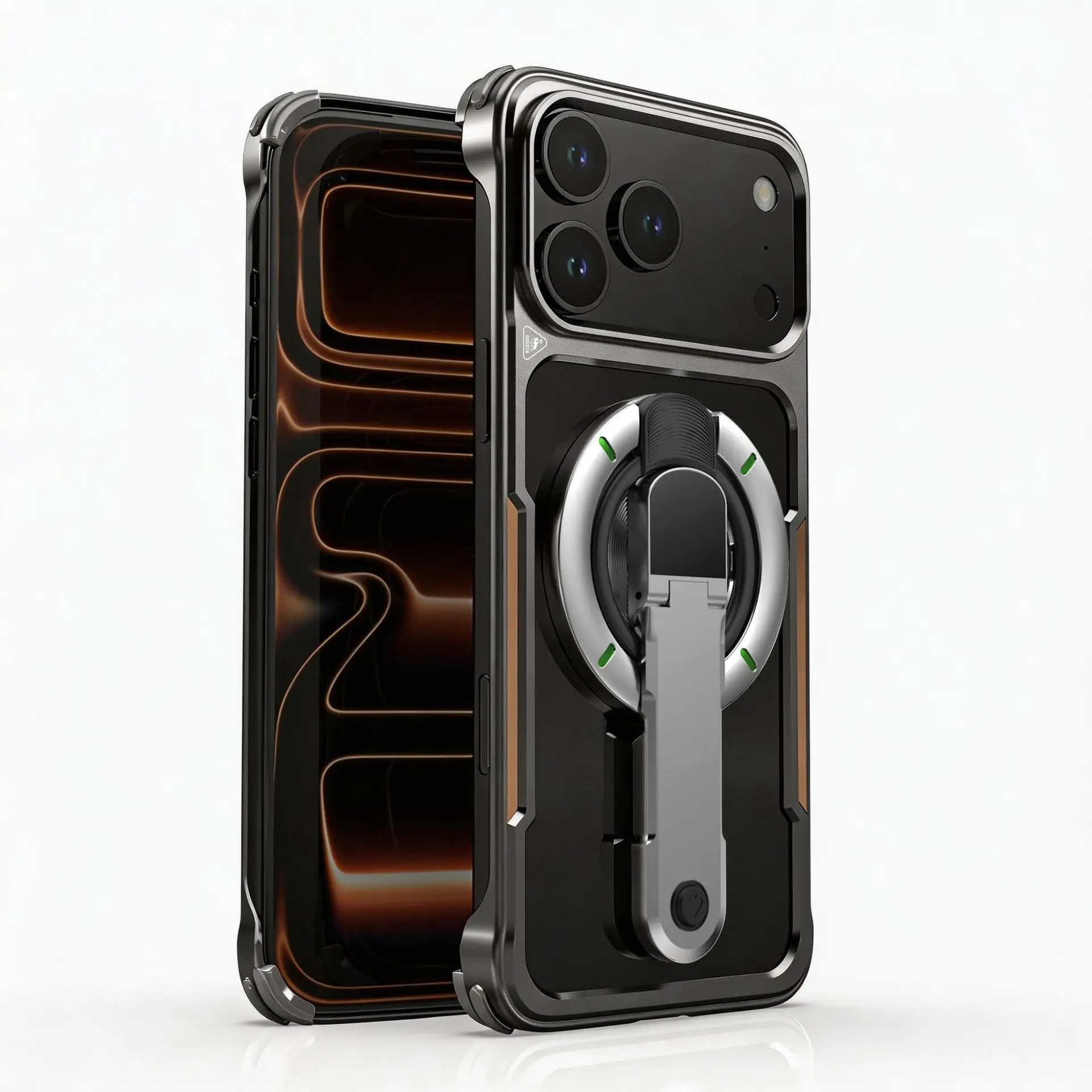 

Magnetic for iPhone 17 Pro Max Bumper Case,Aluminum Thin Slim with Stand Phone Cases,Metal Frameless 4 Corner Airbag