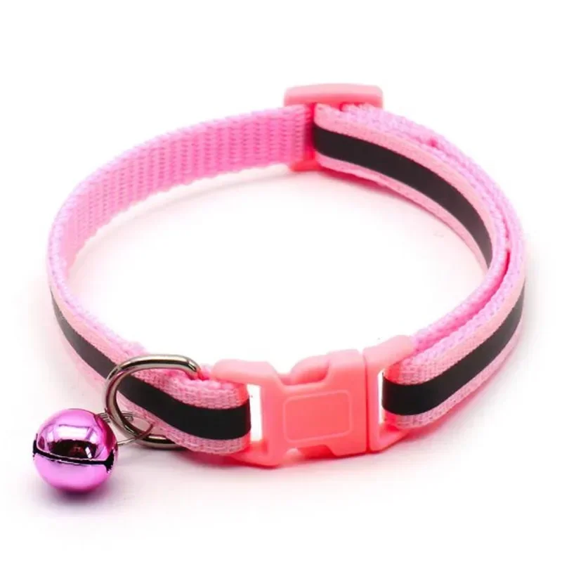 Cute Nylon Reflective Pet Collar Pet Accessories Dog Cat Collar Bell Colorful Reflective Adjustable Collars for Puppy Kitten