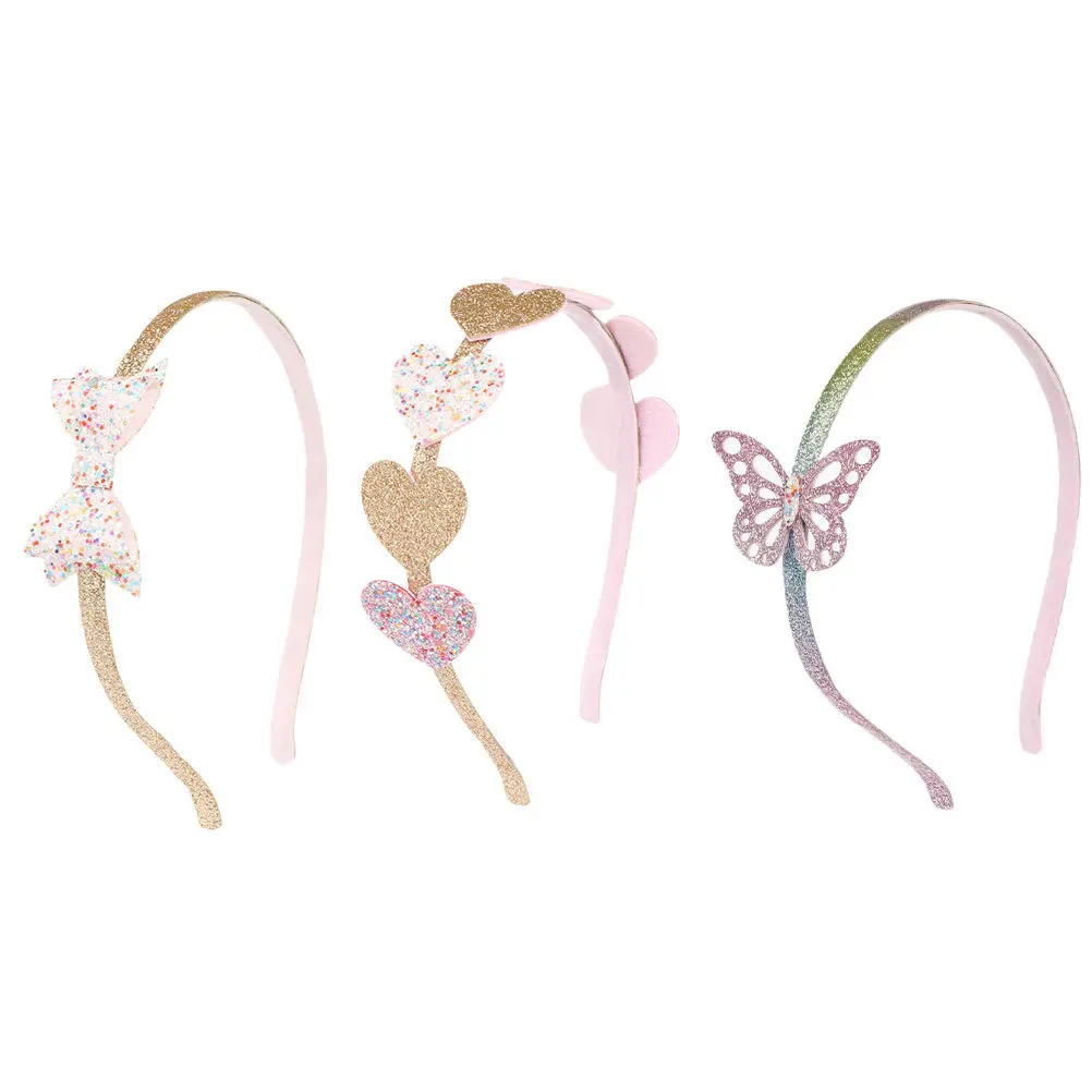 

Набор из 3 детских ободков для волос с сердечками и пайетками, праздничные аксессуары для волос, очаровательные повязки на голову для девочек, детские головные уборы
