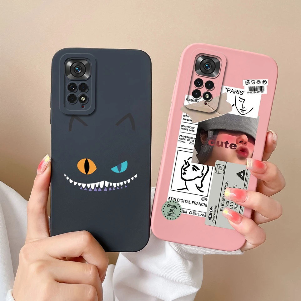 Luxury Case For Xiaomi Redmi Note 11 11S 4G 5G Sweet Girl Liquid Back Cover Shockproof Coque For Note11 11 S Funda Shell Bumper