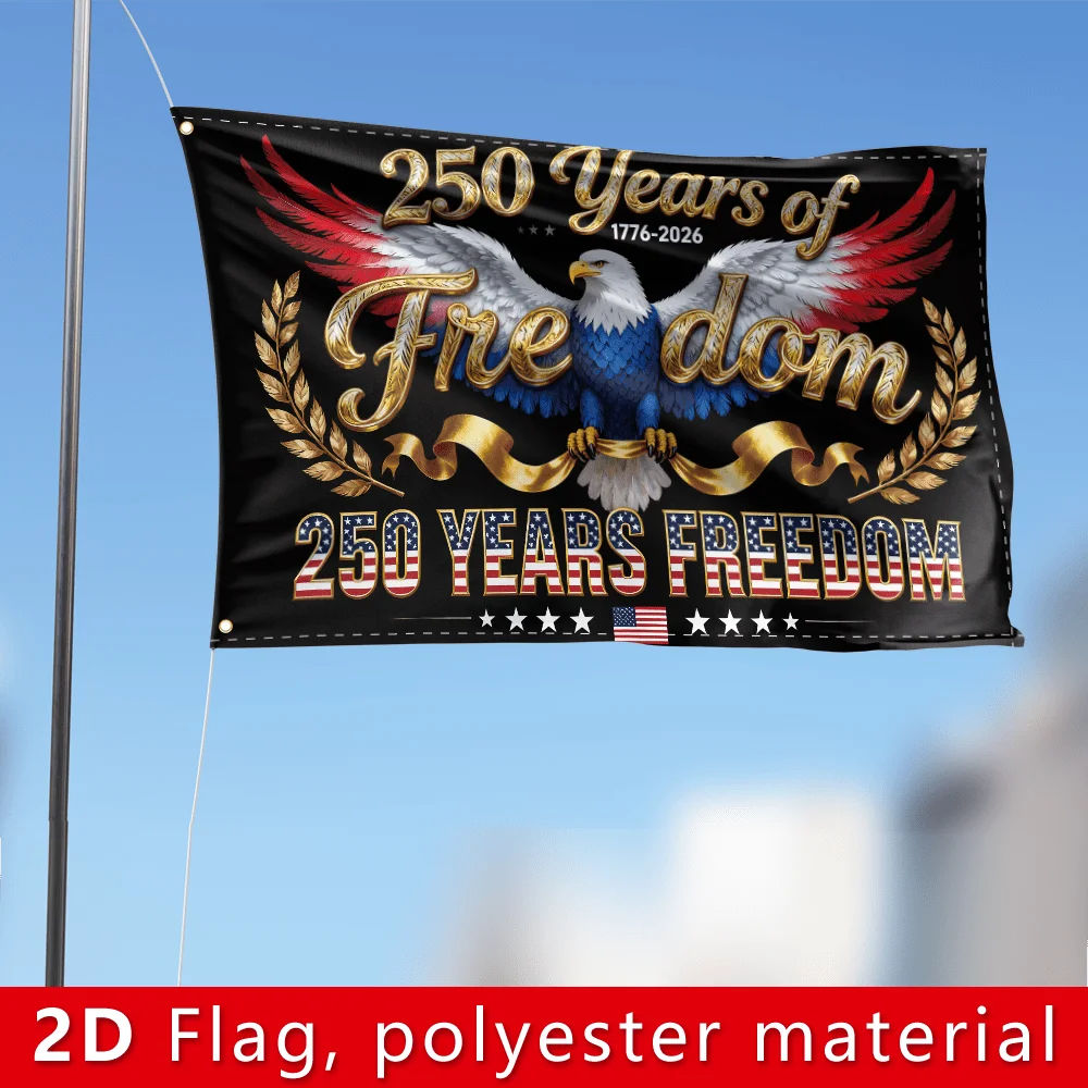 1Pc American Independence 250Th Anniversary Liberty Flag 1776-2026 Black Gold White Eagle Decorative Flag Outdoor Indoor Patriotic Flag