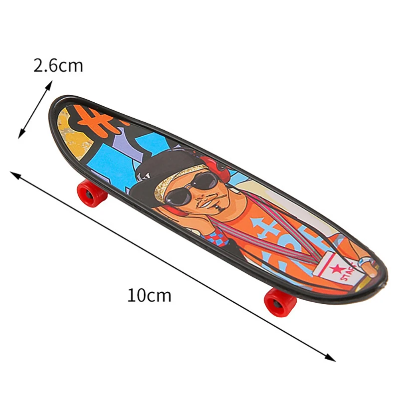 Cartoon Finger Skateboard Toy, Mini Brinquedos de Plástico, Fun Desktop, Brinquedos Infantis Pequenos, Presente de Festa de Aniversário Festivo, Crianças, 10Pcs