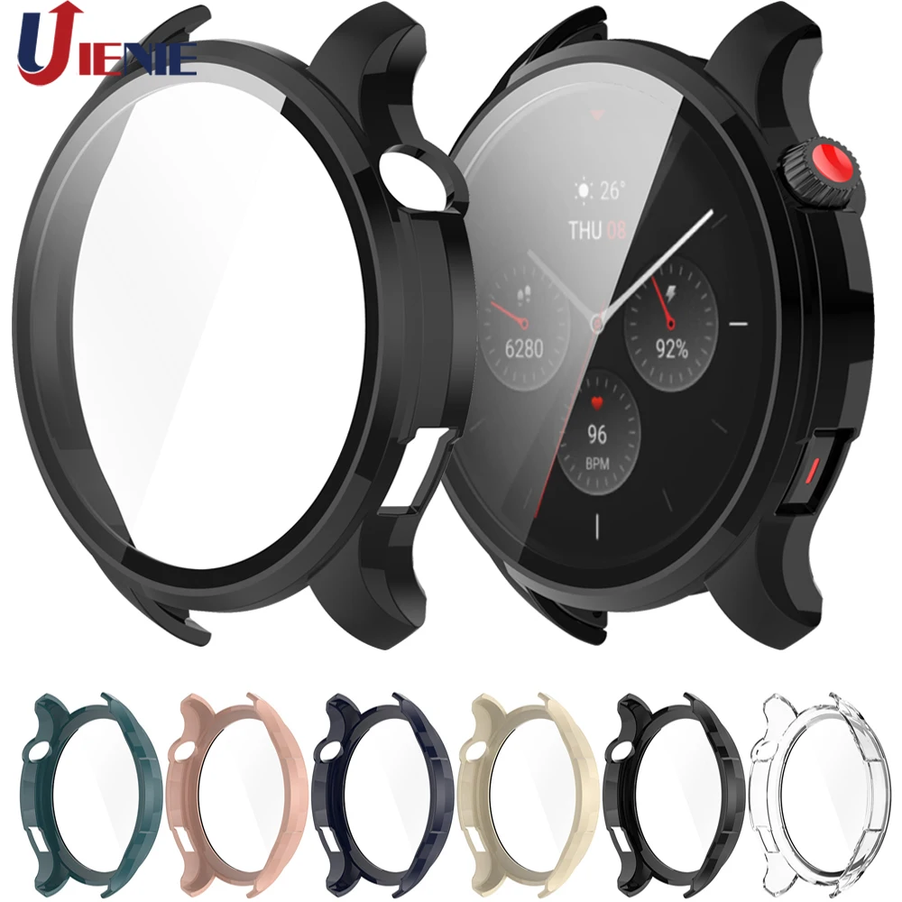 حافظة حماية للساعة Huami Amazfit Gtr 4 إطار من الصلب PC + زجاج مقوى تغطية كاملة اغلفة قذيفة ل amazfit gtr4