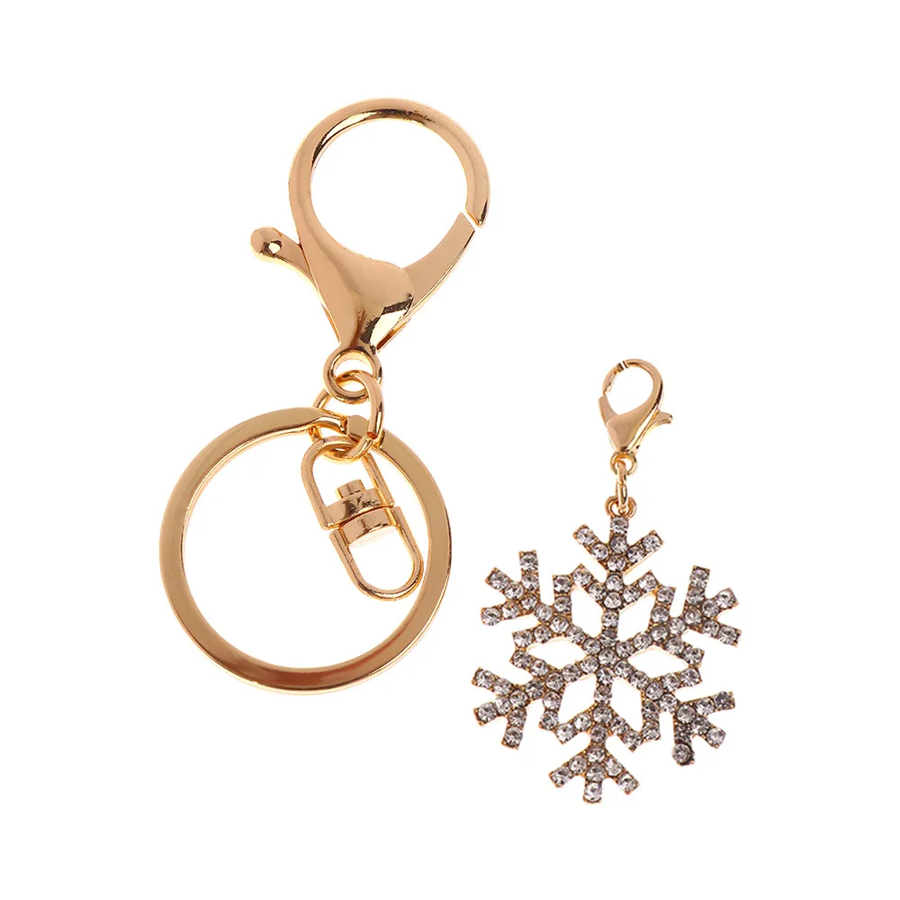 New Arrival Trendy Hot Gold-color for Woman Ladies Christmas Gift Key Ring Snowflake Keychain Jewelry Pendant