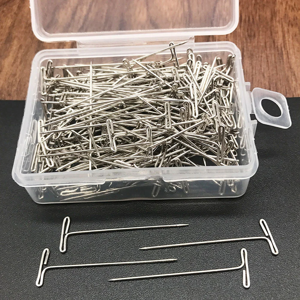 

50pcs T-shaped with Plastic Box for Blocking Knitting Modelling Crafts (51mm) pins for wigs for making