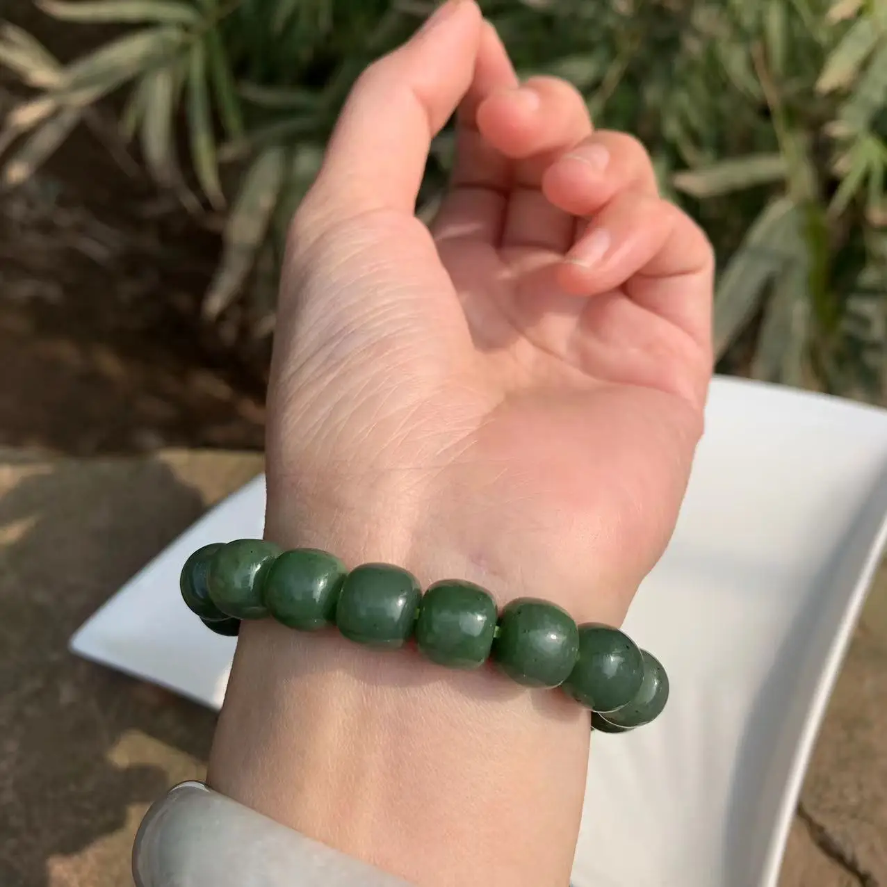 10*9MM Natural Stone hetian jade Bracelet Genuine Woman Man Gemstone Jewelry Bracelets on hand