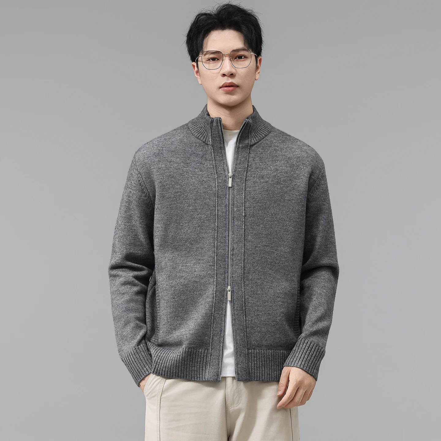 Knitted Sweater Coat Men Autumn Winter Fashion Vintage Loose Casual Zipper Sweater Cardigan Jacket Jumpers Coat