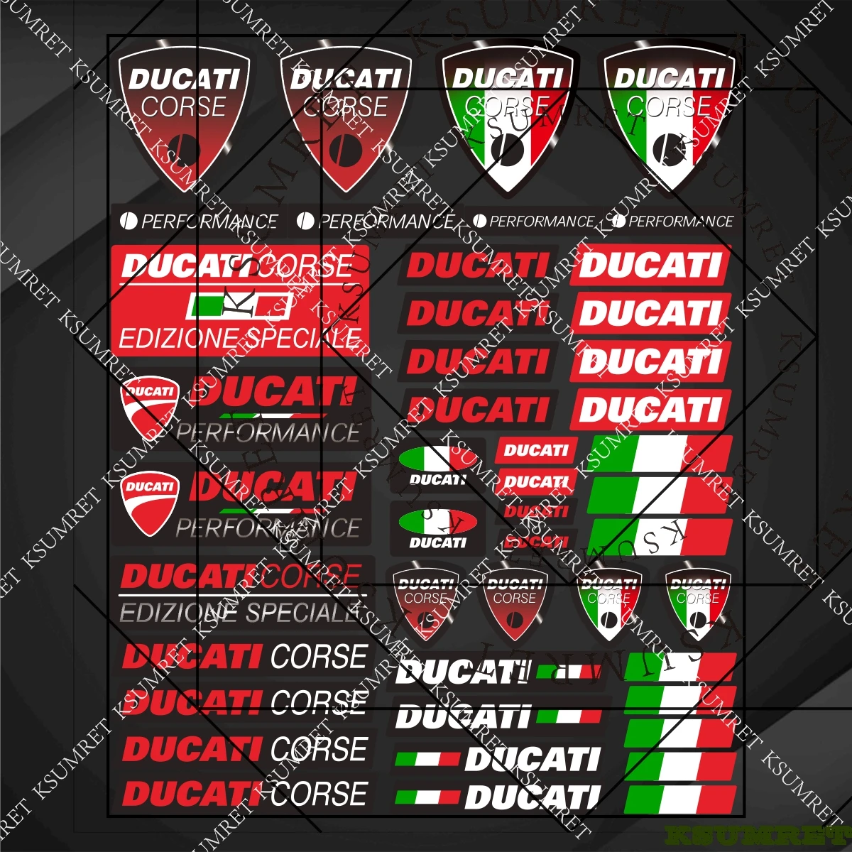 Aufkleber-Set für Ducati Motorräder