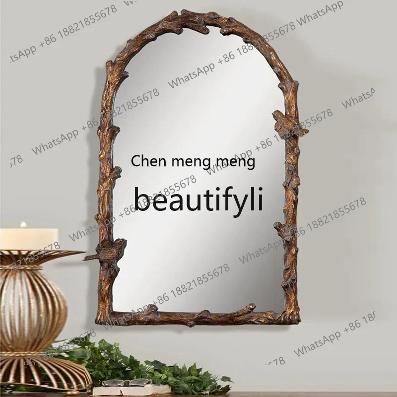 European vanity mirror wall-mounted retro home wall decorative mirror bathroom mirror2936