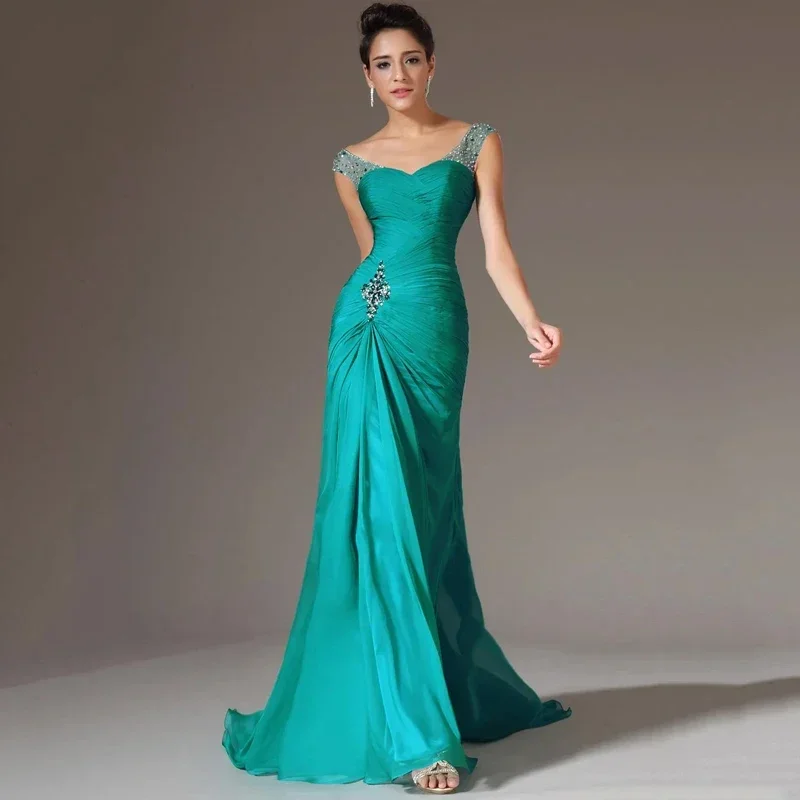 

Elegant Mermaid Mother of the Bride Dresses V-Neck Floor-Length Wedding Guest Party Dress Formal Wedding Evening Gown Customized