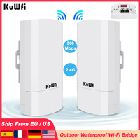 KuWfi 300Mbps Outdoor CPE Bridge 2.4Ghz Wireless WiFi Router AP Repeater Bridge Wi-fi Signal Extender PTP Up to 1KM with 24V POE