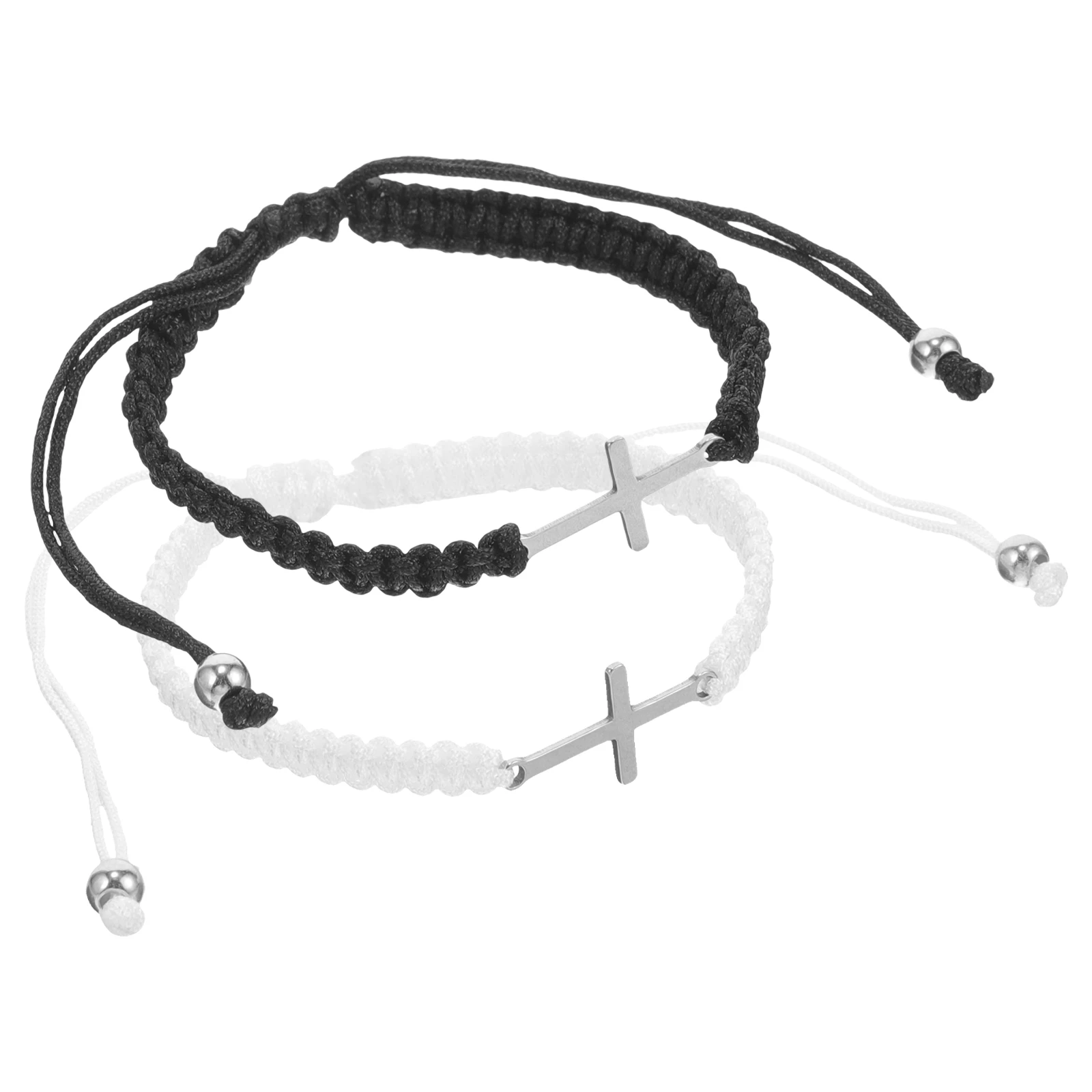 

Woven Bracelet Cross Charms Adjustable Friendship Gifts Women Stainless Steel Decorative Bracelets H madegirls wrist chain