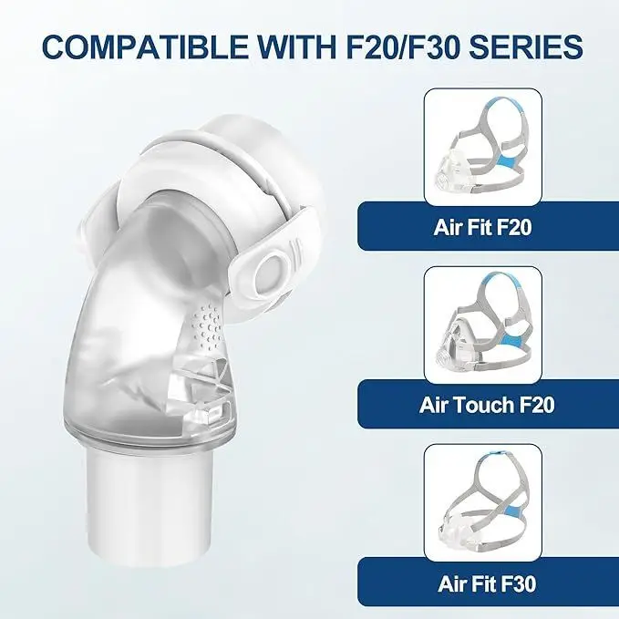 1pcs Compatible AirFit F20 Mask Elbow Rotating Connector Replacement Accessory CPAP Ventilator Mask