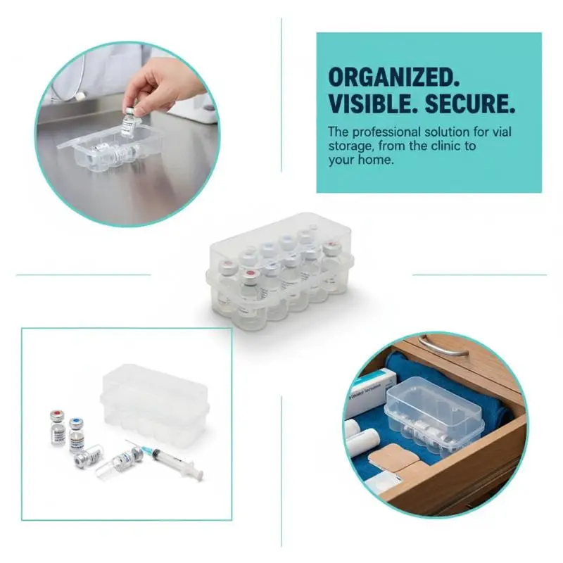 Microtube Storage Box 20ML 10 Slot Clear Plastic Vial Case for Experiment School Lab Secure Sample Organization