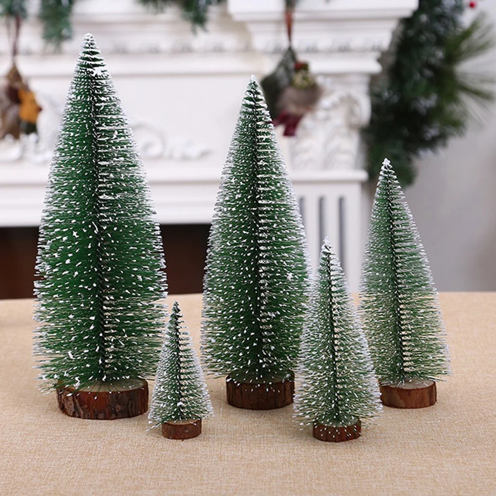 

Decorated Mini Christmas Tree White Cedar Desktop Small Christmas Tree Decor Winter Snow Ornaments Trees for Xmas Home Party