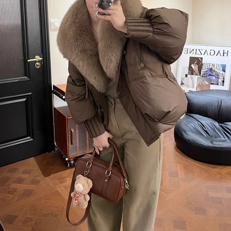 

High-end Big Fur Collar Cotton Jacket for Women, New Design for Autumn and Winter 2025, Thickened and Warm Padded Coat.