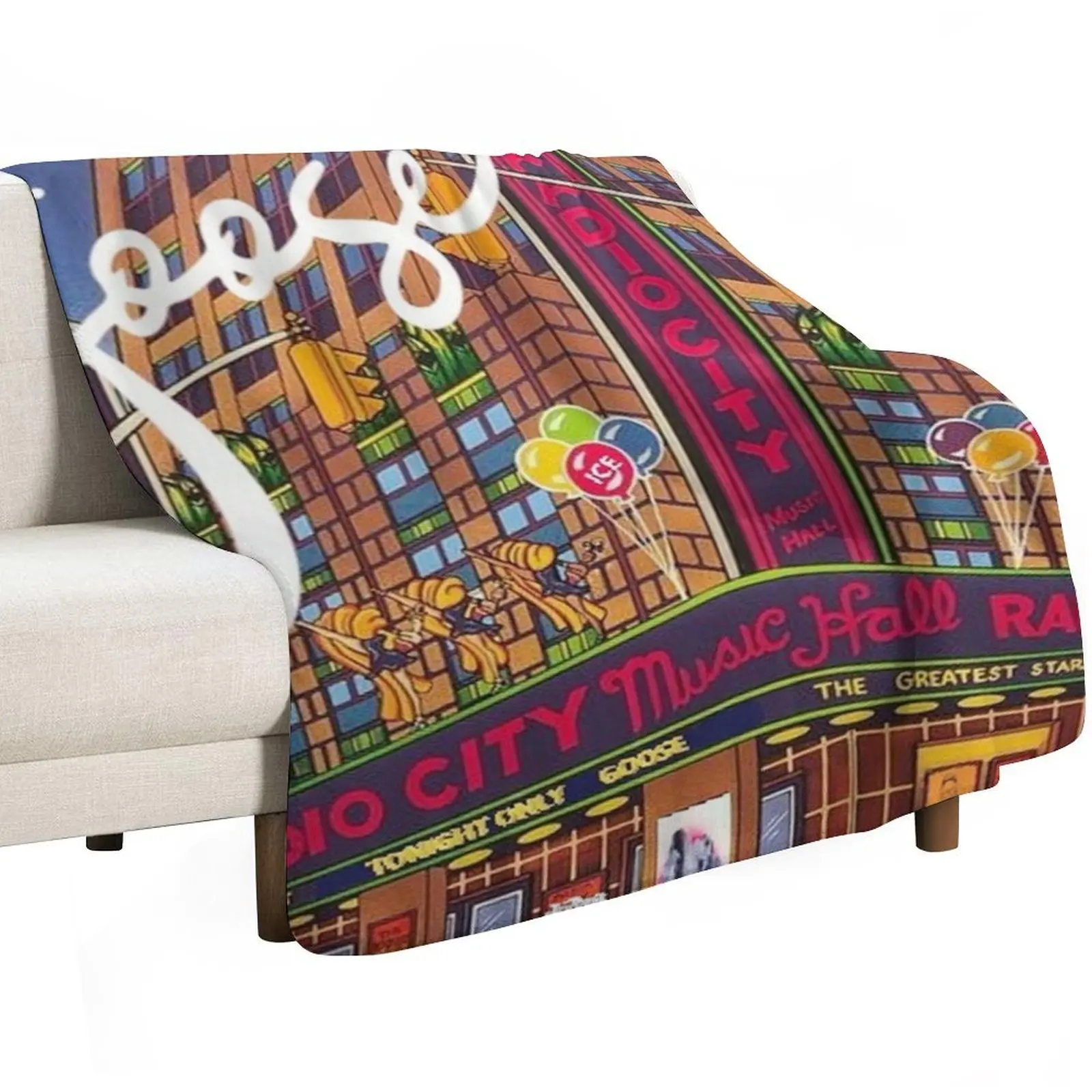 Radio City Goose Music Hall Throw Blanket funny gift Beach Furry Winter beds Plush for babies Blankets
