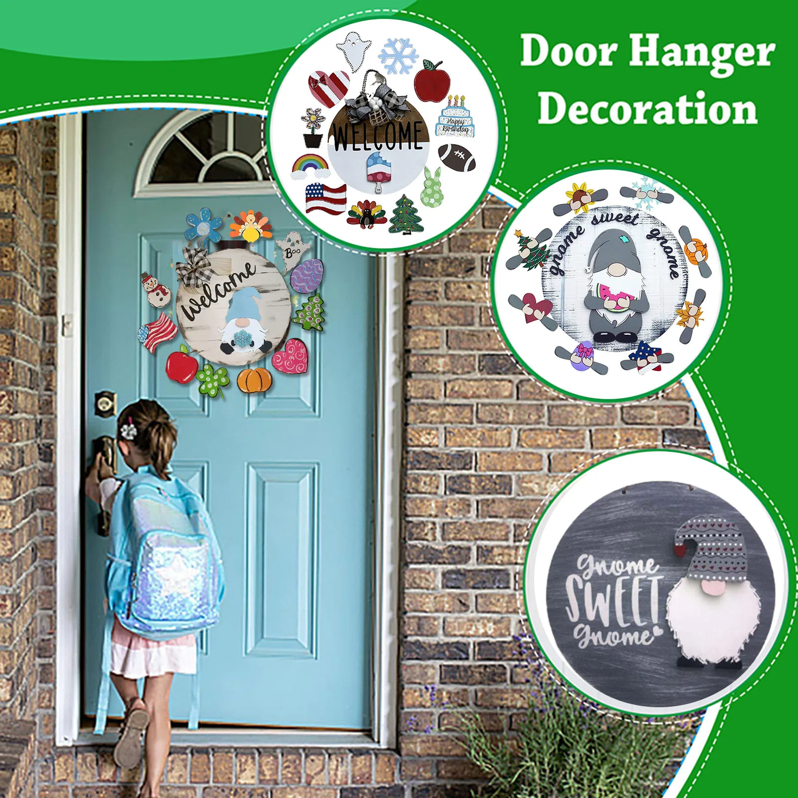 Homeowners Door Sign Seasonal Welcome Ornament Creative Wooden Hanging Plaque for Front Door Garden Housewarming Gift Decor