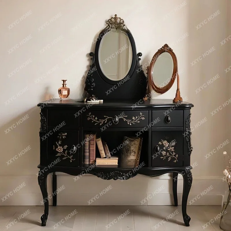 Vintage Carved Solid Wood Makeup Table Vintage Carved Solid Wood Dressing Table  Living Room Writing Desk