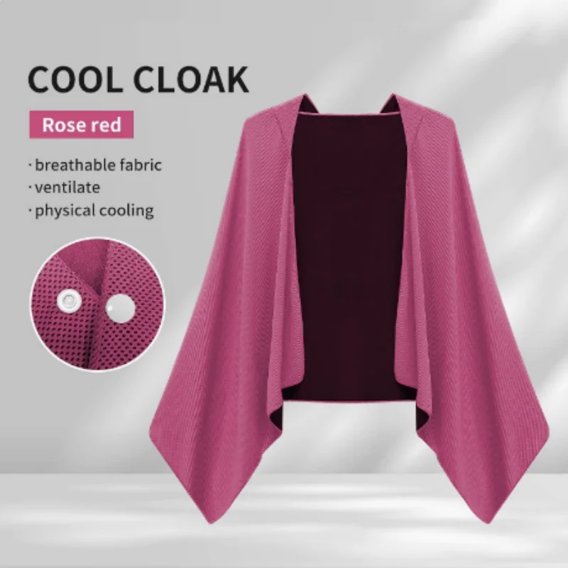 Quick Dry Ice Silk Swim Poncho Hooded Cooling Cape Absorbent Beach Towel Portable Changing Robe for Swimming Surfing Seaside Vac