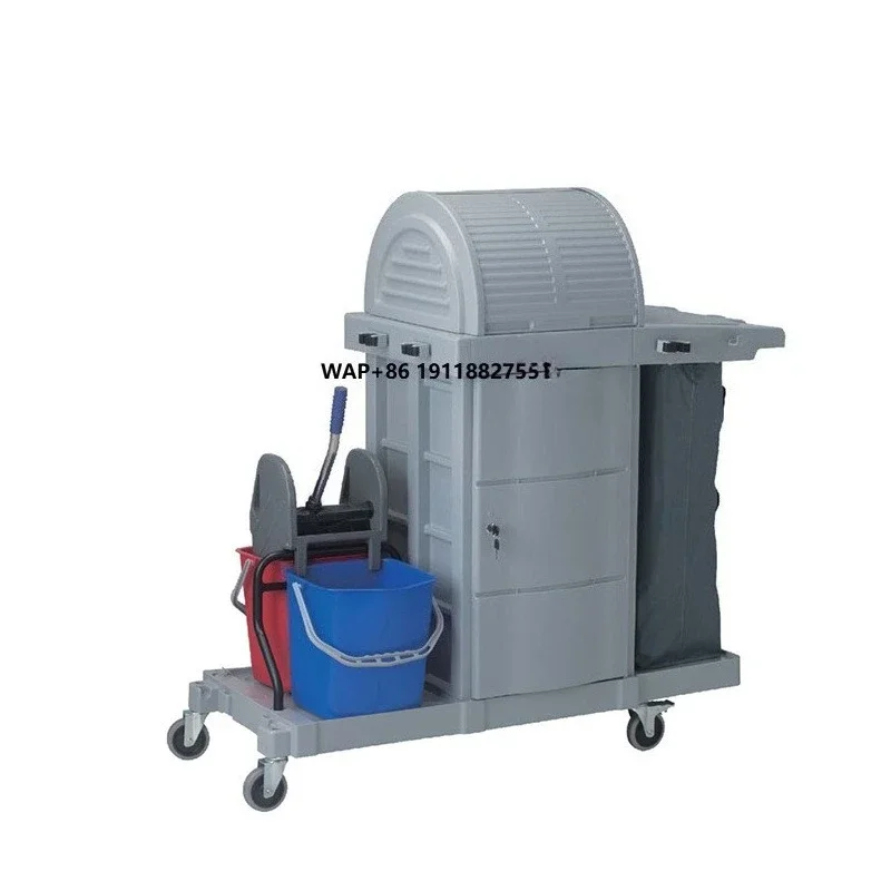 

Wholesale Multifunctional Janitorial Cart Plastic Hotel Housekeeping Cleaning Trolley for Restaurant Service